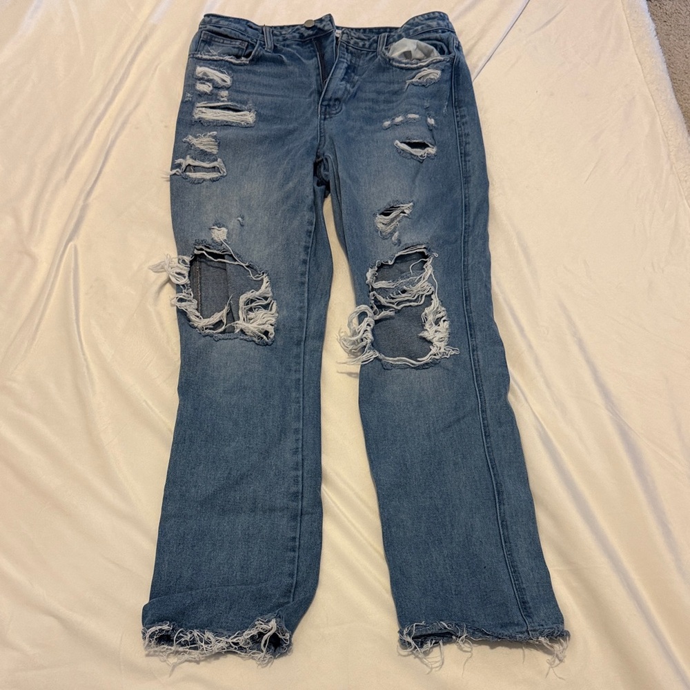 Flying Monkey Distressed Blue Flare Jeans
